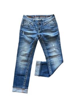 Rock Revival Noelle Low Rise Cropped Jeans Size 27 Embroidered